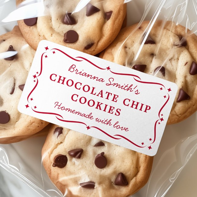 Festive white red kitchen baking cooking label (Festive white red kitchen baking cooking label)