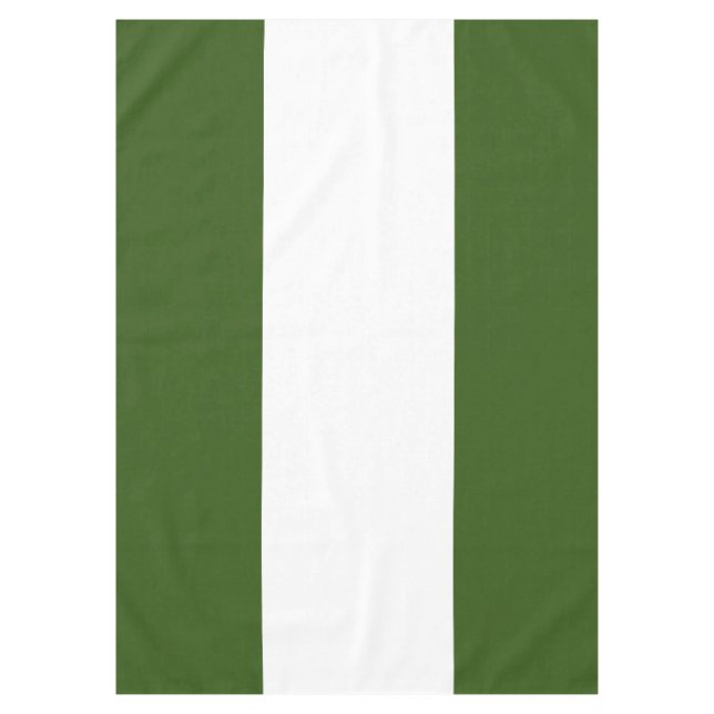 Festive Wide Forest Green White Summer Stripes Tablecloth (Front)