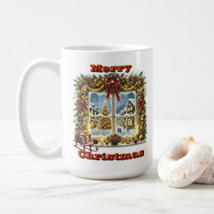 Festive Window View With Snow Coffee Mug