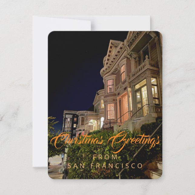Festive windows of Painted Ladies in San Francisco Holiday Card (Front)