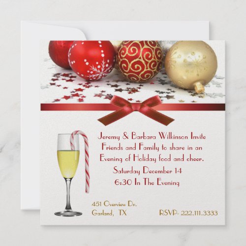 Festive Wine Glass Christmas Party Invitation