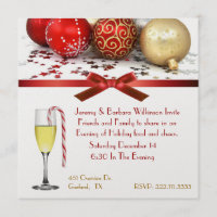 Festive Wine Glass Christmas Party Invitation