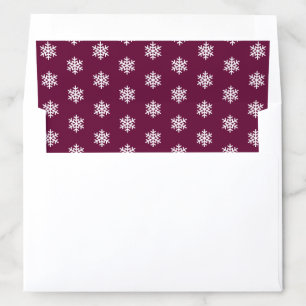 Festive Wine Red and White Snowflake Pattern Envelope Liner