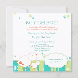 Festive Winter Baby Boy Baby Shower Invitation