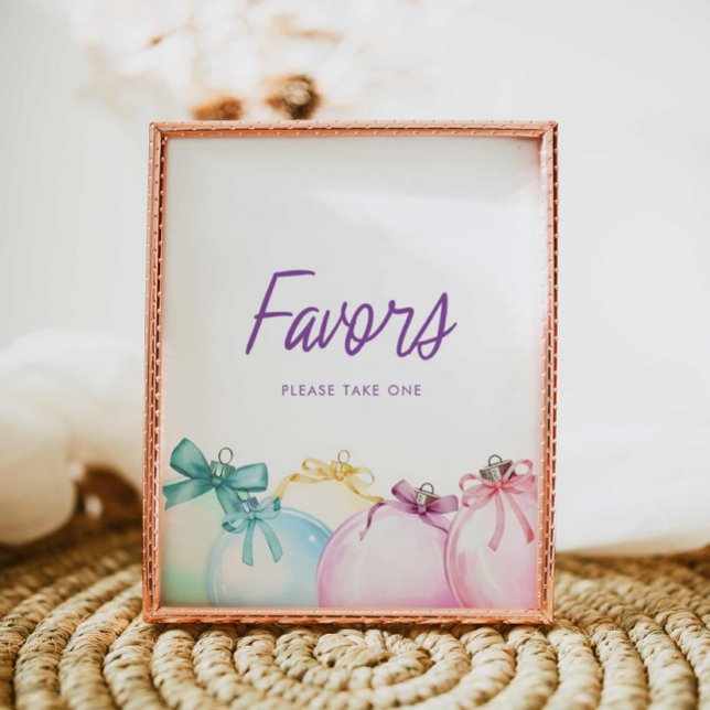 Festive Winter Baby Shower Favors Sign (Colorful Winter Baby Shower Favor Sign)