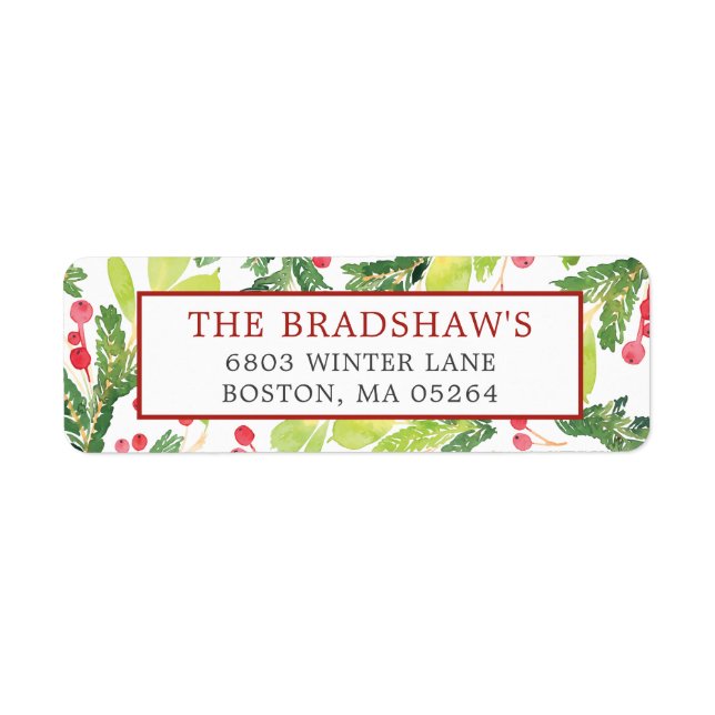 Festive Winter Berries Return Address Label (Front)