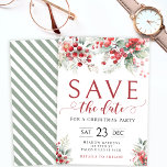 Festive winter berries Save The Date Christmas Invitation<br><div class="desc">Elegant watercolor red green winter berry forest leaves and branches Save the Date Christmas invitation.</div>