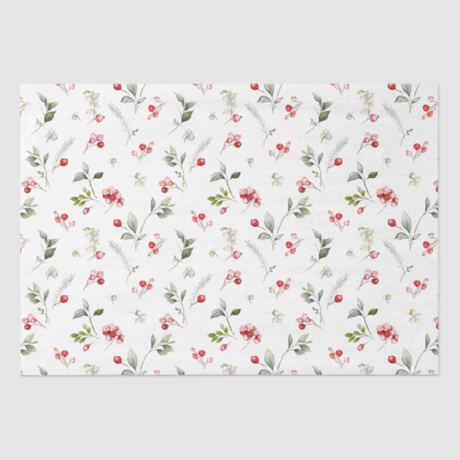 Festive Winter Berry Tissue Paper (Front)