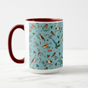 Festive Winter Birds Christmas Pattern Mug
