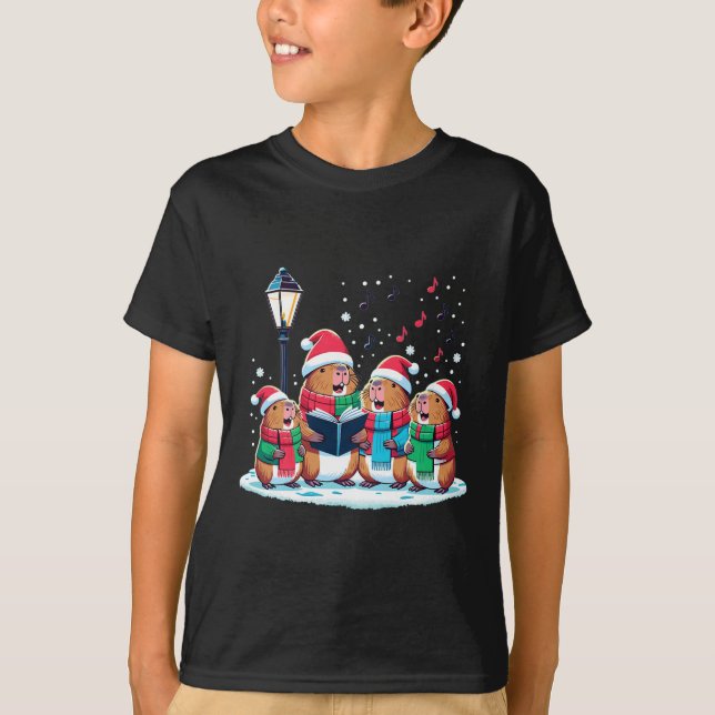 Festive Winter Capybara Christmas  T-Shirt (Front)