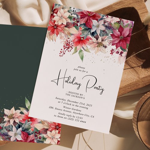 Festive Winter Christmas Florals Holiday Party Invitation