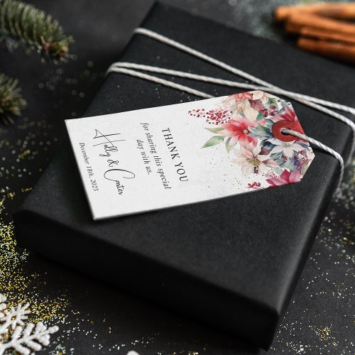 Festive Winter Christmas Florals Wedding Gift Tags