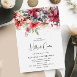 Festive Winter Christmas Florals Wedding Invitation<br><div class="desc">Elegant wedding invitation featuring winter florals - poinsettias,  in rich shades of red,  burgundy,  creams and ivory,  festive berries,  lush greenery and accents of faux gold glitter dusting. The wedding template is combined with a combination of calligraphy script handwriting and serif fonts.</div>