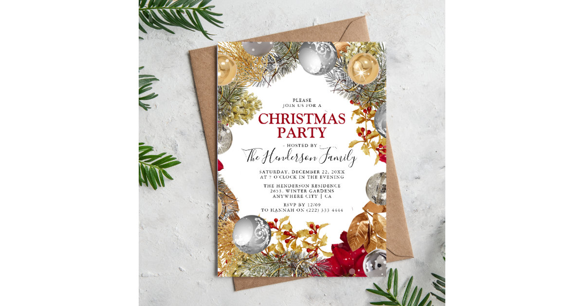 Festive Winter Christmas Party Invitation | Zazzle