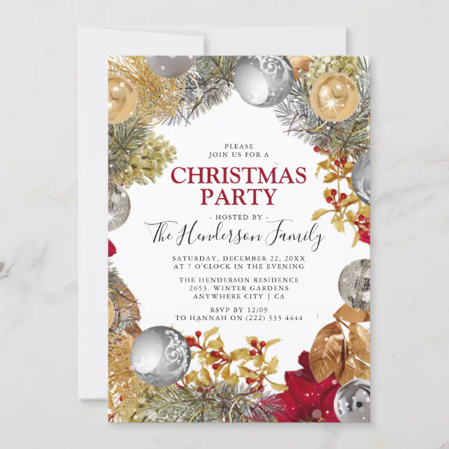 Festive Winter Christmas Party Invitation | Zazzle