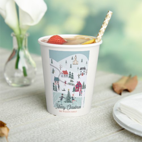 Festive Winter Christmas TownVillage Holiday Paper Cups