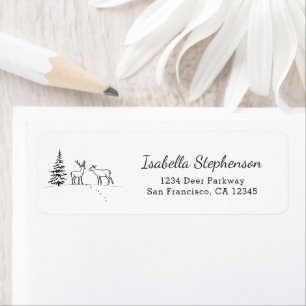 Festive Winter Deer Whimsical Return Address Label