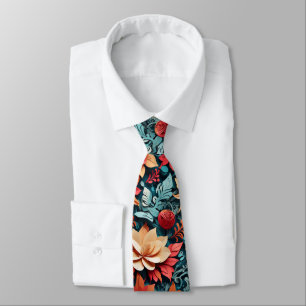 Festive Winter Floral Elegance Neck Tie