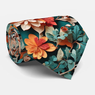 Festive Winter Floral Elegance Neck Tie
