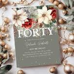 Festive Winter Florals 40th Birthday Invitation<br><div class="desc">This gorgeous festive floral 40th birthday invitation is perfect if you having a birthday celebration during the winter months. Design features a chic sage green background decorated with gorgeous tradiational red and ivory winter florals and other christmas botanical foliage, faux gold confetti and an elegant birthday party template that is...</div>