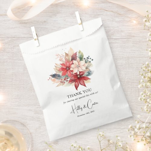 Festive Winter Florals Christmas Wedding Favor Bag