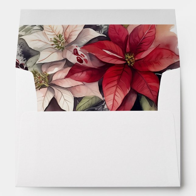 Festive Winter Florals Return Address Envelope (Back (Bottom))