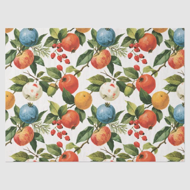 Festive Winter Fruit Christmas Pattern Tissue Paper (Front)