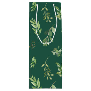 Festive Winter Greenery Botanicals Holiday Wine Gift Bag