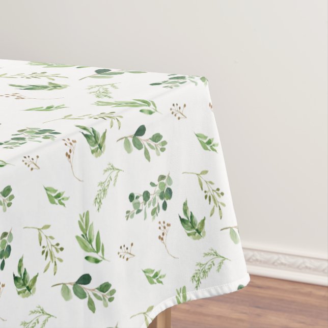 Festive Winter Greenery Foliage Botanicals Holiday Tablecloth (In Situ)