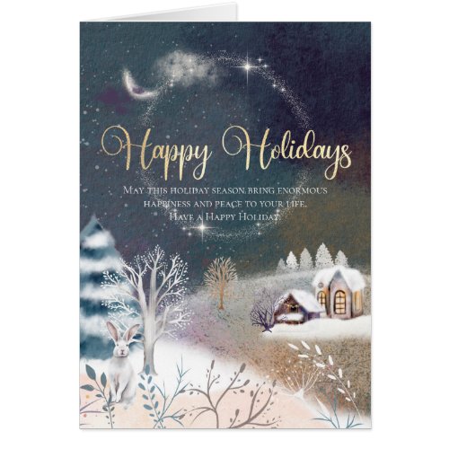 Festive Winter Happy Holidays Greeting Card