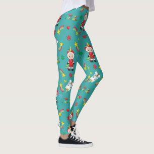 Festive Winter Holiday Rainbow Unicorn Christmas Leggings