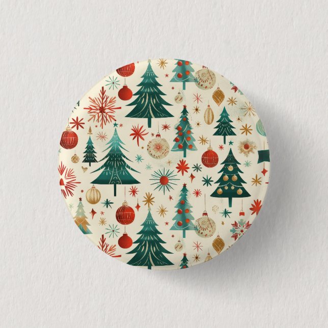 Festive Winter Holidays Pattern Button (Front)