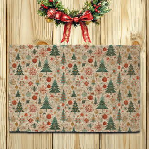 Festive Winter Holidays Pattern Fiber Doormat