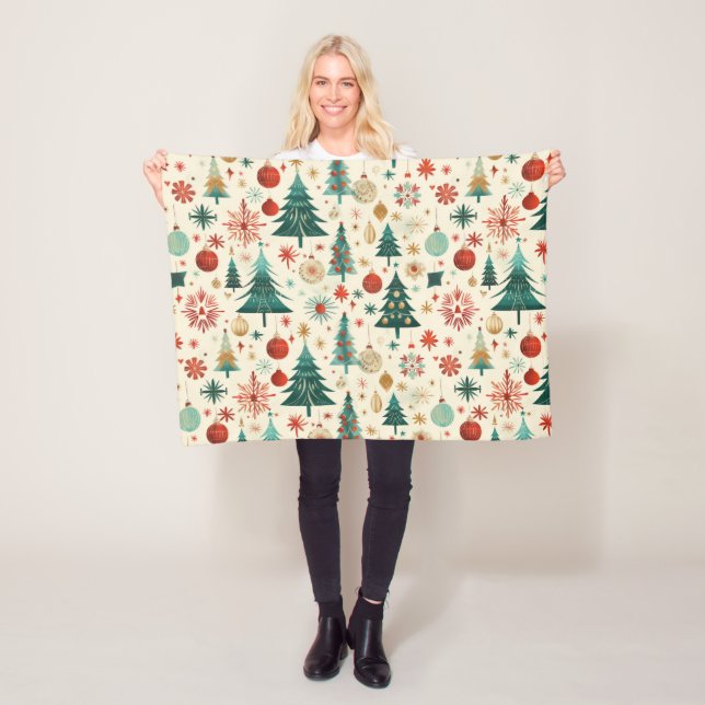 Festive Winter Holidays Pattern Fleece Blanket (In Situ)