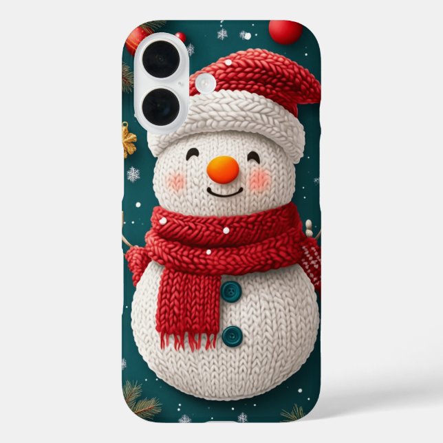 Festive Winter Knitted Snowman Christmas Case-Mate iPhone Case (Back)