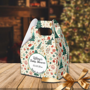 Festive Winter Pattern Baby Shower Favor Boxes