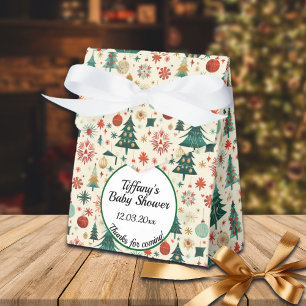 Festive Winter Pattern Baby Shower Favor Boxes