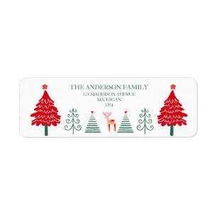 Festive Winter Scenery Scandinavian Christmas Label