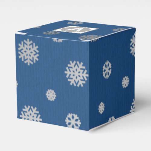 Festive Winter Silver Blue Snowflakes Corporate Favor Boxes