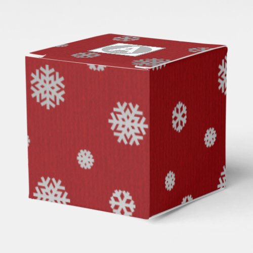 Festive Winter Silver Red Snowflakes Corporate Favor Boxes