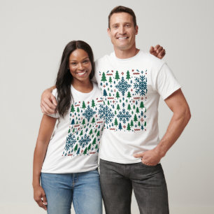 Festive Winter Snowflake Pattern T-Shirt