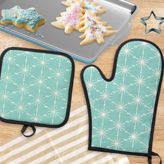 Festive Winter Snowflakes Pattern Aqua Christmas