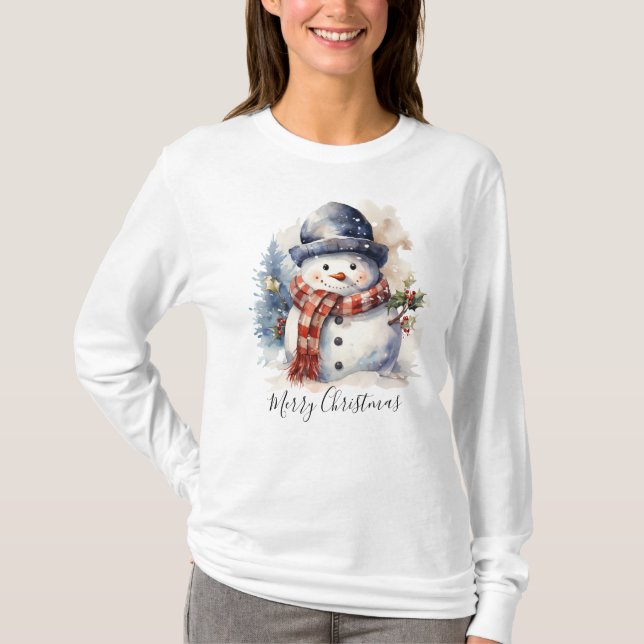 Festive Winter Snowman Christmas T-Shirt (Front)