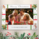 Festive Winter Snowman Holly Robin Merry Christmas Magnetic Frame<br><div class="desc">This magnetic frame is ideal for displaying a favorite festive photo. The frame is adorned with seasonal pictures of a robin, snowman, red and green ribbon, faux gold and silver stars, and sprigs of holly, on a snow white background. The greeting 'Merry Christmas' sits across the top in elegant script...</div>