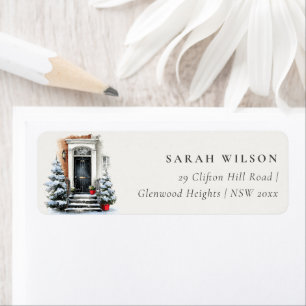 Festive Winter Watercolor Front Door Address Label