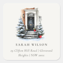 Festive Winter Watercolor Front Door Address
