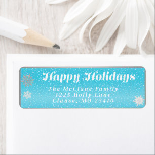 Festive Winter Wonderland Blue and White Christmas Label