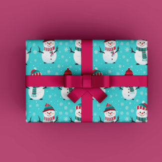 Festive Winter Wonderland Blue Snowmen Christmas