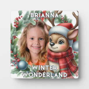 Festive "Winter Wonderland" Photo Reindeer Plaque