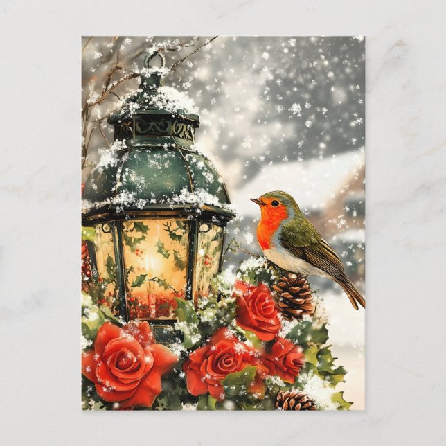 Festive Winter Wonderland Scene Announcement Postcard (Front)